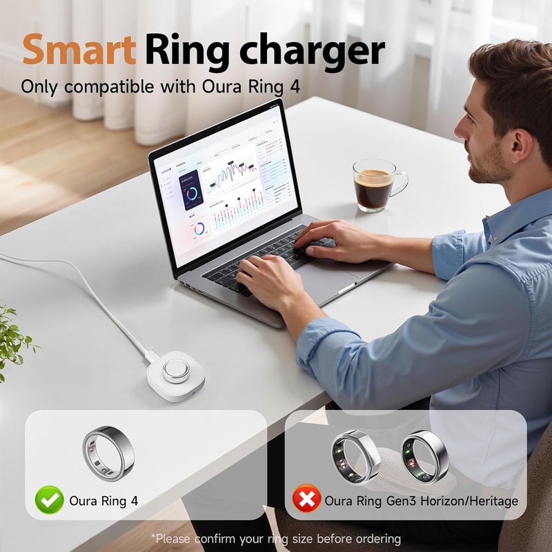 VOVELF Compatible with Oura Ring 4 Charger,Fast Charging Dock and USB-C Cable- Oura Ring 4 Must-Haves for Users (White, Size 15) - Image 3